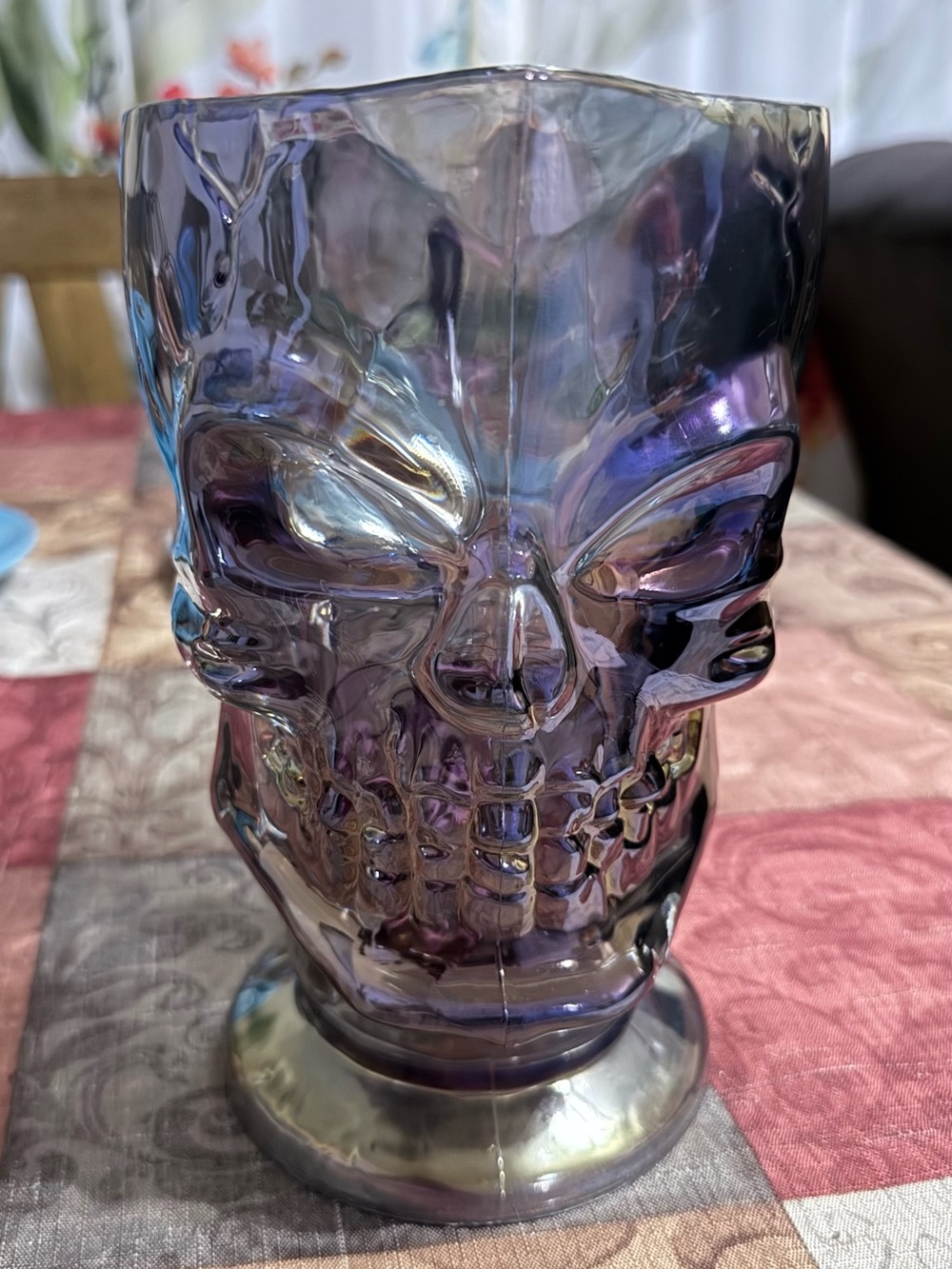 Purple Iridescent Skull Glass Vase - Home Accents